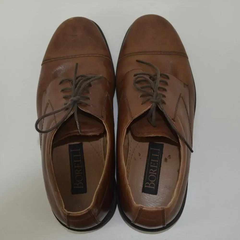 Borelli Brown Men's Oxford Lace Up Leather Round Toe Size 11